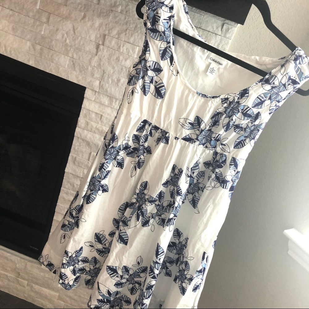 Calvin Klein A-Line Floral Cotton Dress